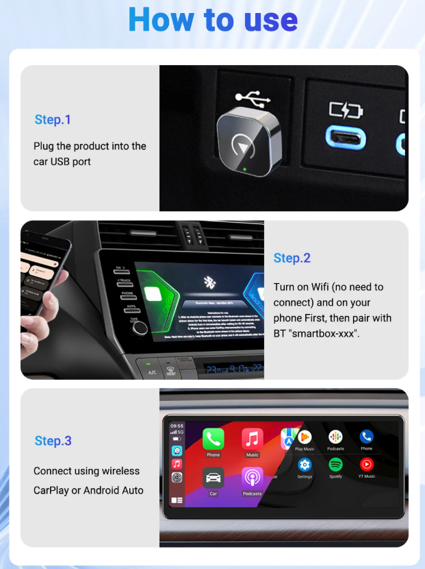 Wireless CarPlay & Android Auto 2-in-1 Adapter